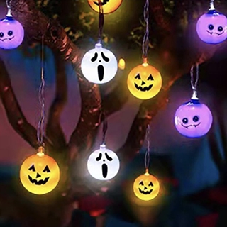 Halloween lyskæde med spøgelser og multifarvet lys  - 3 m 20 lys